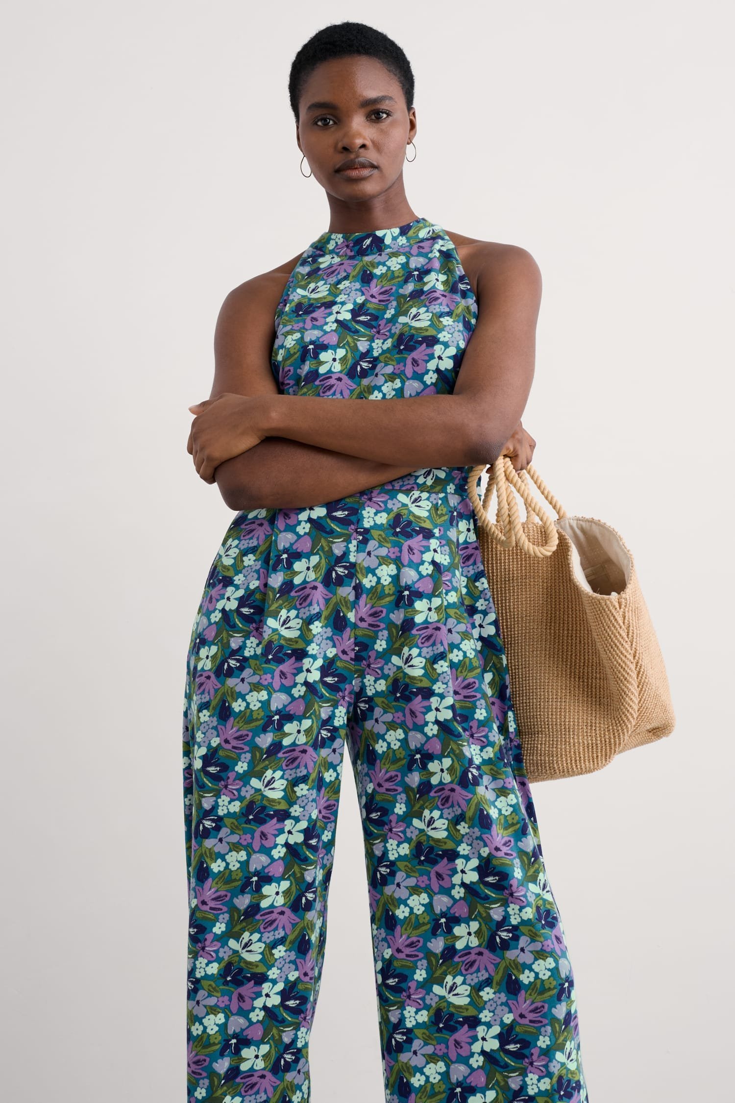 Belyars Jersey Tie Neck Jumpsuit