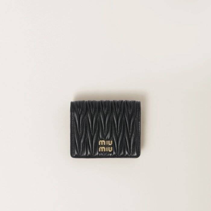 Small matelassé nappa leather wallet